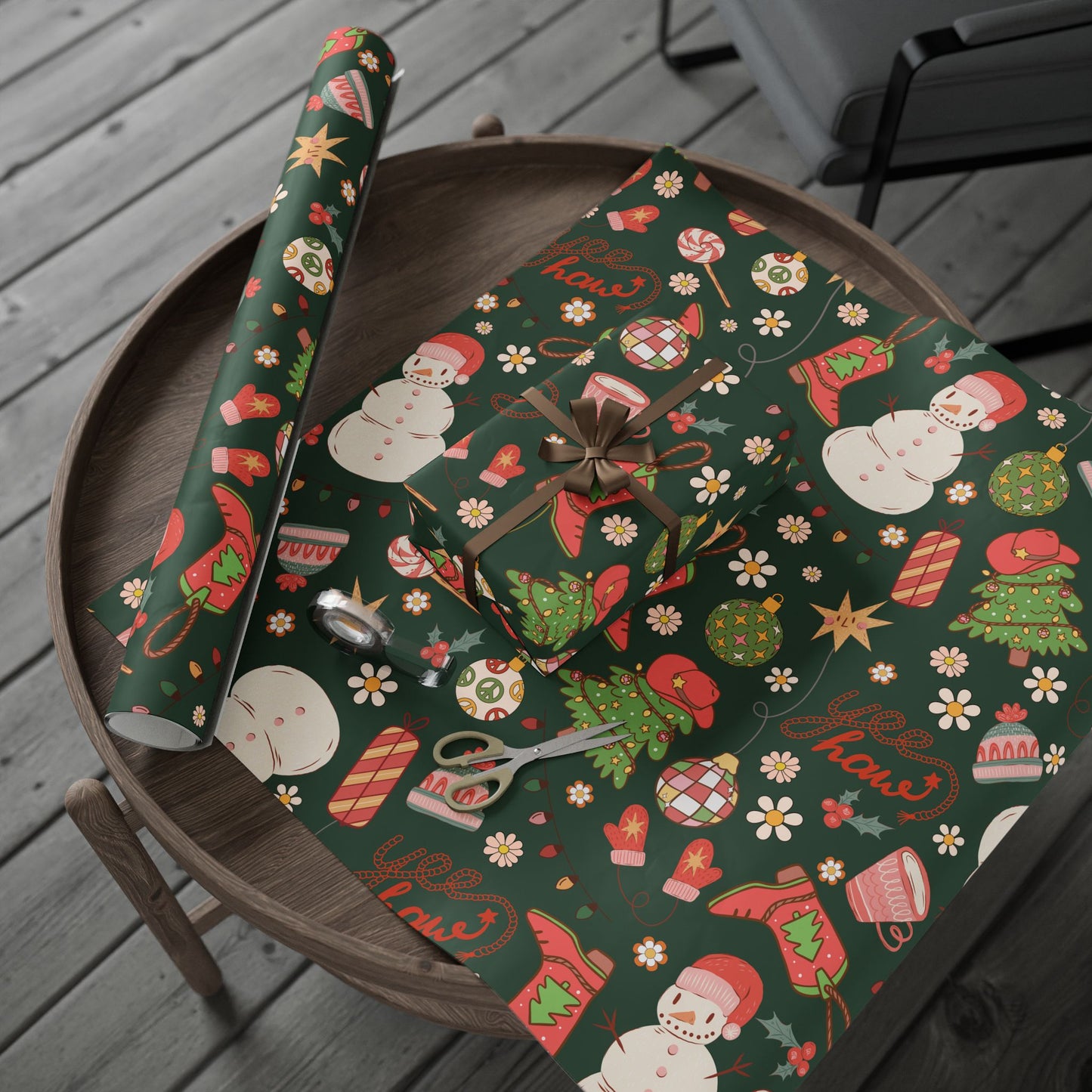 Yee Haw Snowman Wrapping Paper