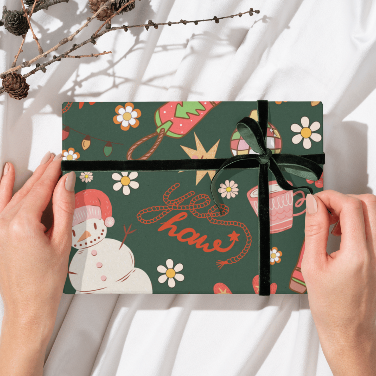 Yee Haw Snowman Wrapping Paper