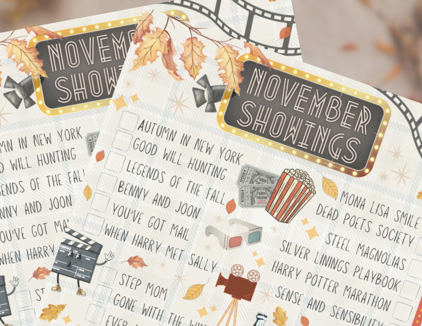 November Movie List (Instant Download)