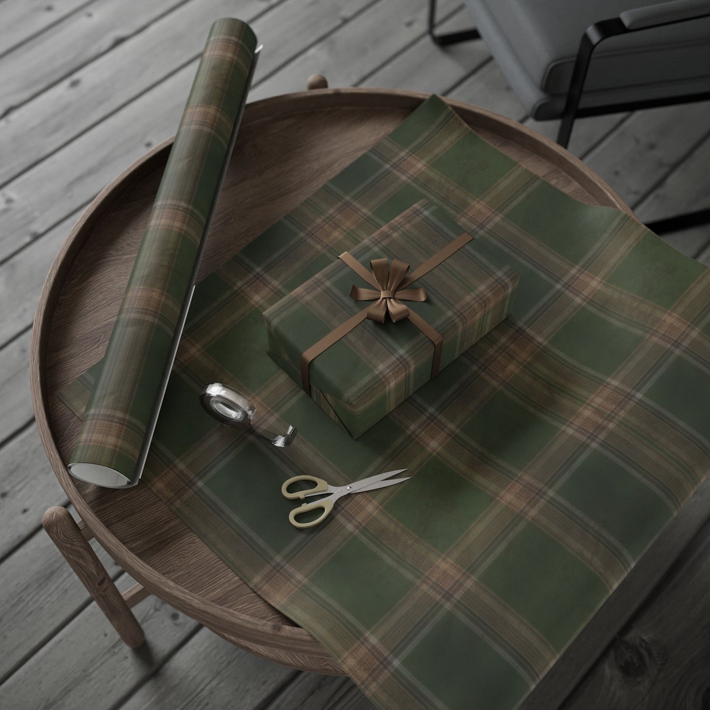 Mossy Plaid Wrapping Paper