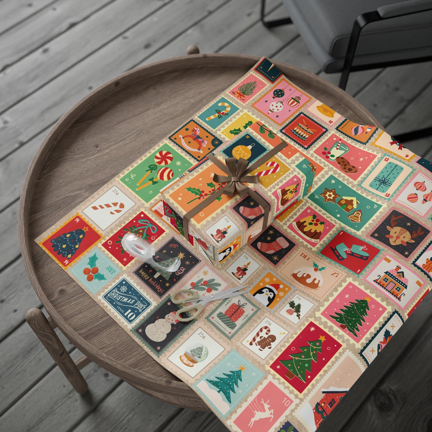 Vintage Stamps Wrapping Paper
