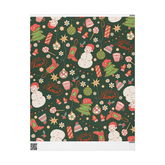 Yee Haw Snowman Wrapping Paper