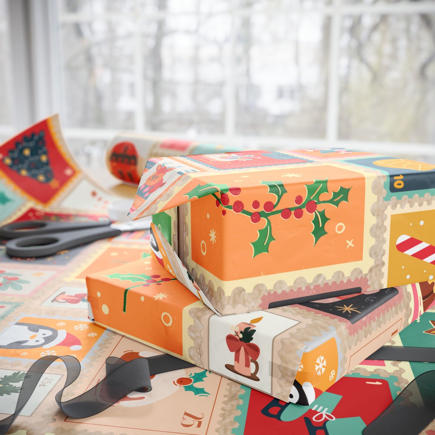 Vintage Stamps Wrapping Paper